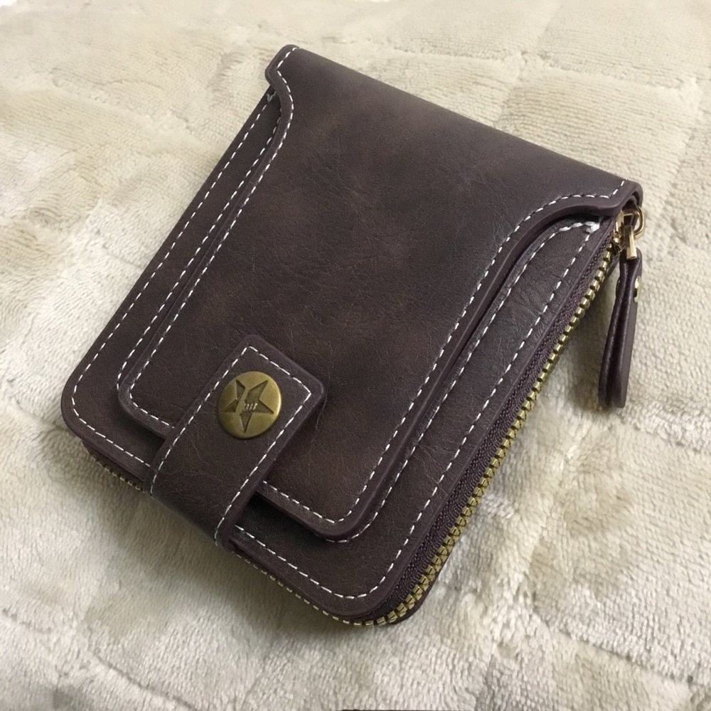 Simple Dark Brown Faux Leather Wallet